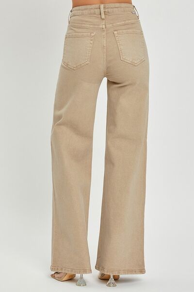 Risen Tummy Control High Rise Wide Leg Jeans