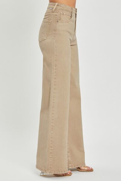 Risen Tummy Control High Rise Wide Leg Jeans