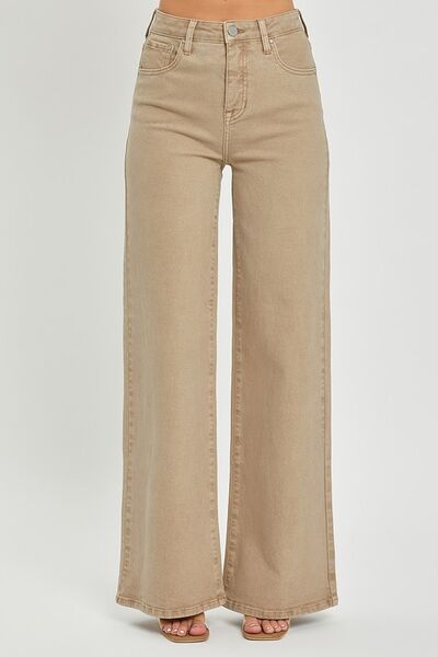 Risen Tummy Control High Rise Wide Leg Jeans
