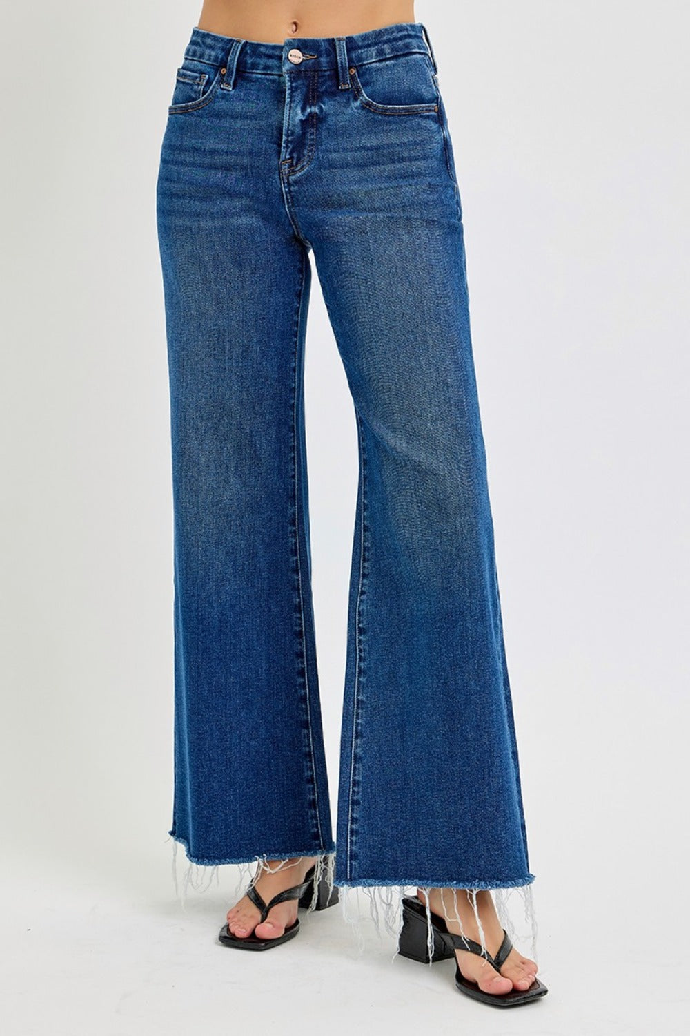 Risen Tummy Control High Rise Wide Leg Jeans