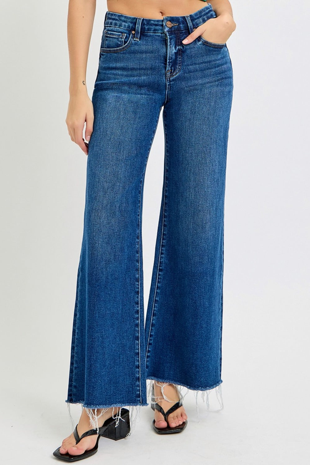 Risen Tummy Control High Rise Wide Leg Jeans