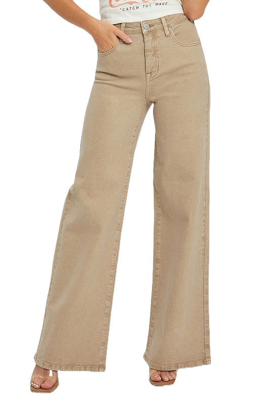 Risen Tummy Control High Rise Wide Leg Jeans