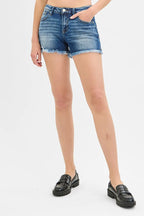 RISEN Women's Low Rise Frayed Denim Shorts – Full & Plus Size Jean Cutoffs