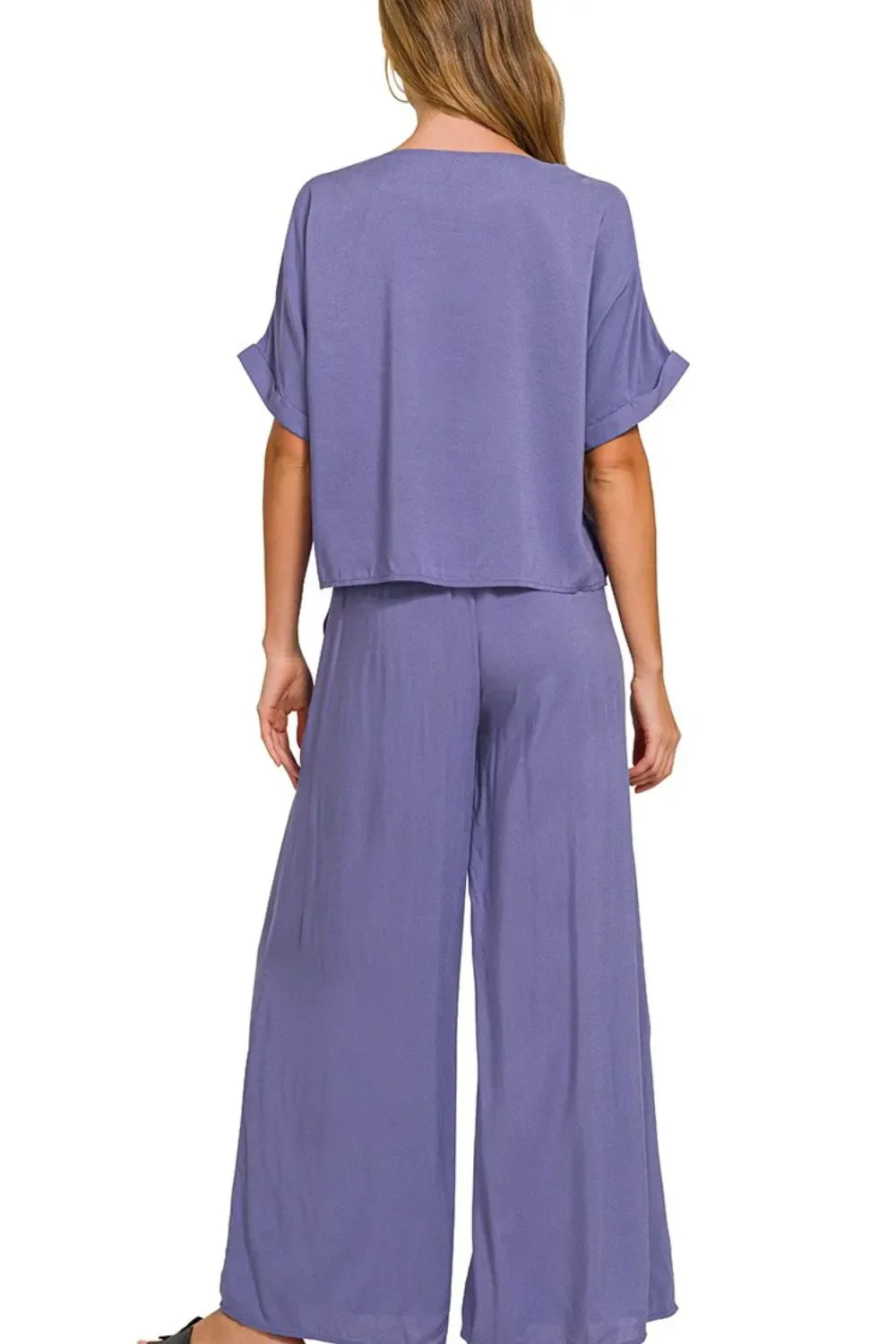 Round Neck T-Shirt & Wide Leg Pants Set – Zenana Comfy Lounge Wear