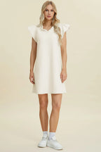 Ruffled V-Neck Cap Sleeve Dress – Feminine, Flowy & Flattering