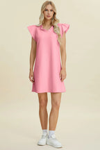 Ruffled V-Neck Cap Sleeve Dress – Feminine, Flowy & Flattering