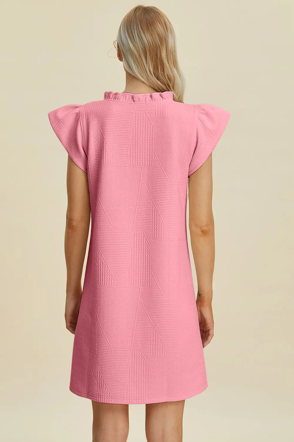 Ruffled V-Neck Cap Sleeve Dress – Feminine, Flowy & Flattering
