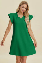 Ruffled V-Neck Cap Sleeve Dress – Feminine, Flowy & Flattering