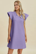 Ruffled V-Neck Cap Sleeve Dress – Feminine, Flowy & Flattering