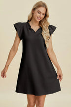 Ruffled V-Neck Cap Sleeve Dress – Feminine, Flowy & Flattering