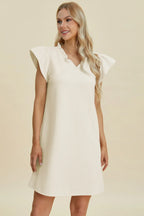 Ruffled V-Neck Cap Sleeve Dress – Feminine, Flowy & Flattering