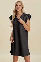 Ruffled V-Neck Cap Sleeve Dress – Feminine, Flowy & Flattering