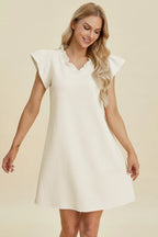 Ruffled V-Neck Cap Sleeve Dress – Feminine, Flowy & Flattering