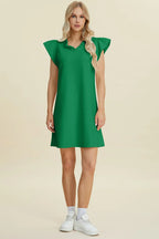 Ruffled V-Neck Cap Sleeve Dress – Feminine, Flowy & Flattering