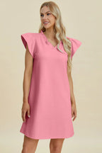 Ruffled V-Neck Cap Sleeve Dress – Feminine, Flowy & Flattering