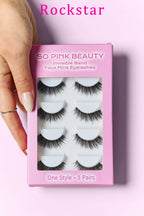 Rockstar faux mink eyelash set with 5 reusable pairs in pink box