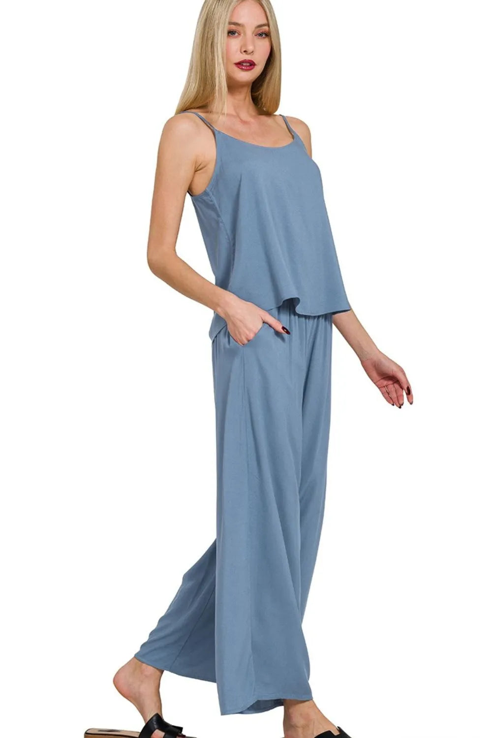 Soft Blue Cami & Palazzo Set – Lightweight, Chic & Effortless