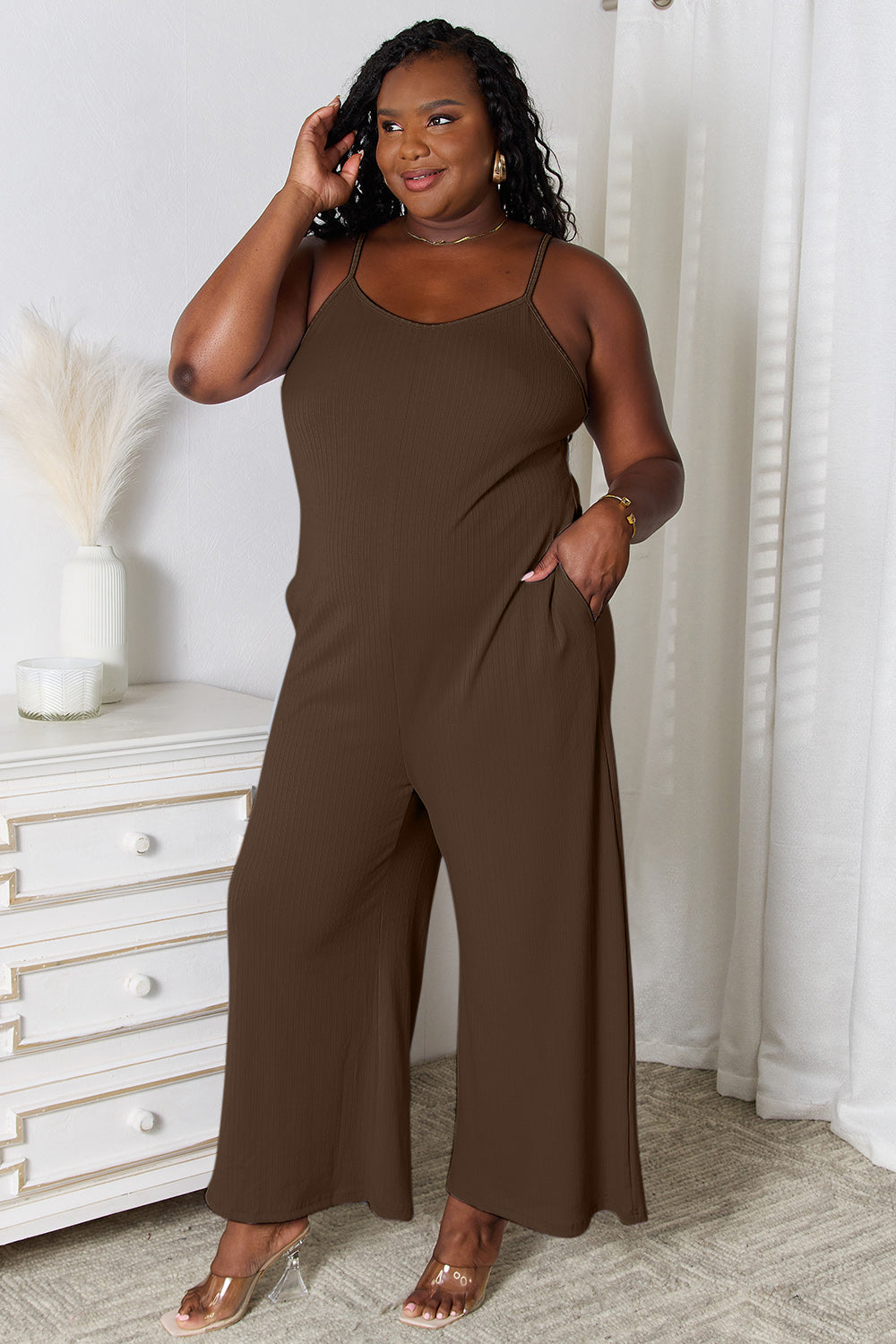 Spaghetti Strap V-Neck Jumpsuit – Chic, Sexy & Flattering
