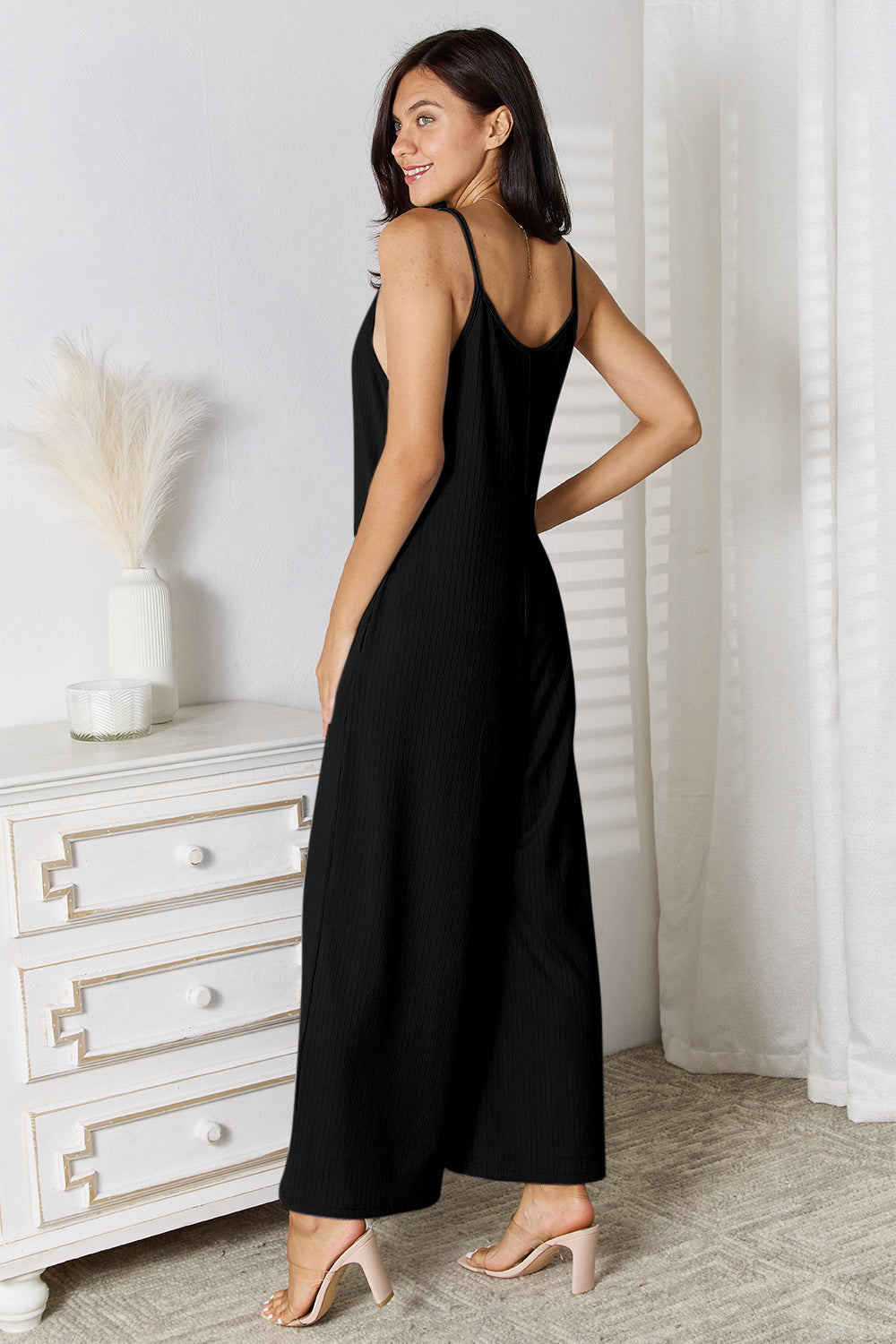 Spaghetti Strap V-Neck Jumpsuit – Chic, Sexy & Flattering