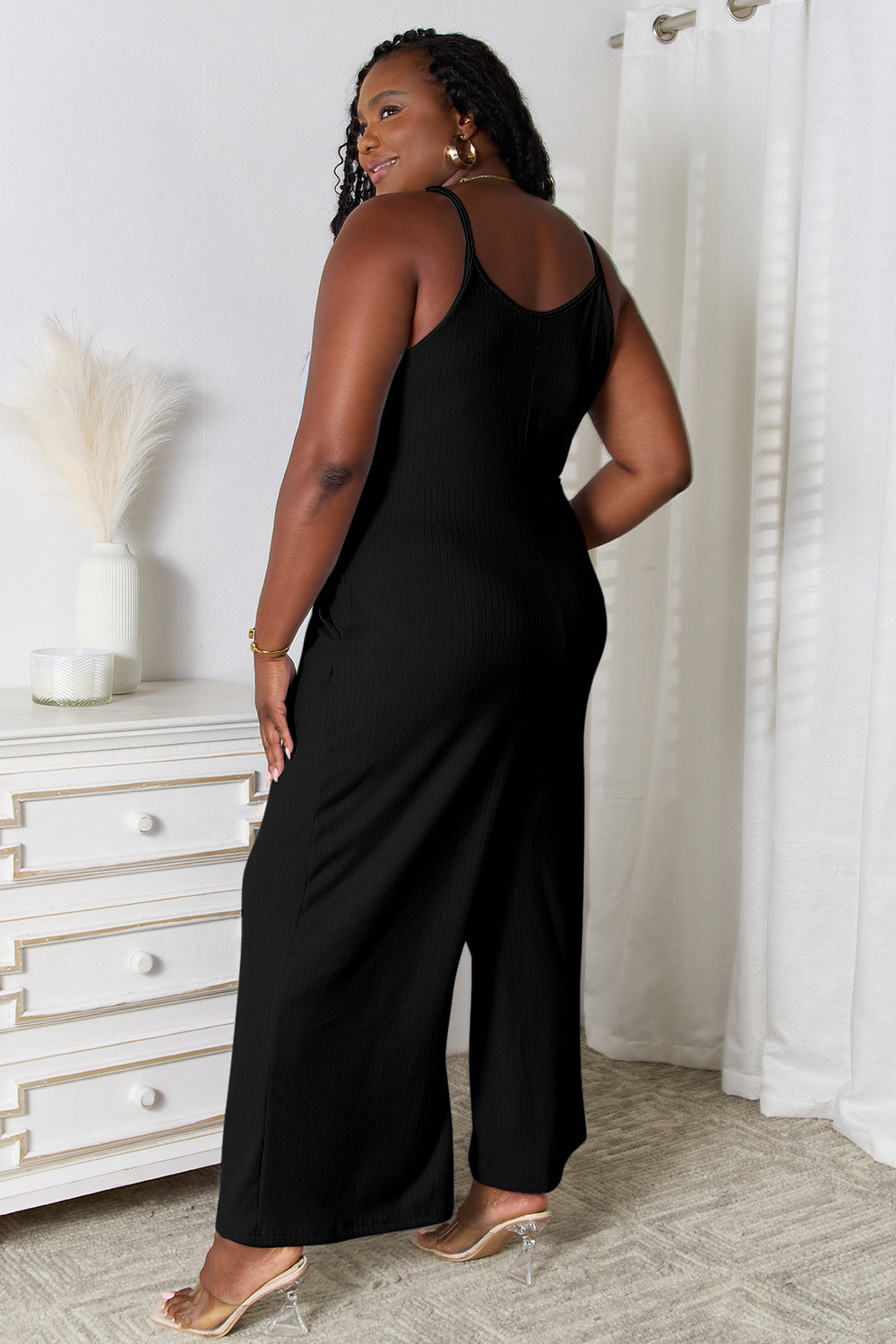 Spaghetti Strap V-Neck Jumpsuit – Chic, Sexy & Flattering