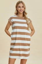 Striped Mini Dress with Cap Sleeves – Casual, Flattering & Fun