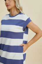 Striped Mini Dress with Cap Sleeves – Casual, Flattering & Fun