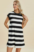 Striped Mini Dress with Cap Sleeves – Casual, Flattering & Fun