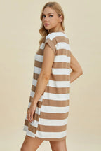 Striped Mini Dress with Cap Sleeves – Casual, Flattering & Fun