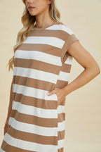Striped Mini Dress with Cap Sleeves – Casual, Flattering & Fun