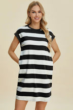 Striped Mini Dress with Cap Sleeves – Casual, Flattering & Fun