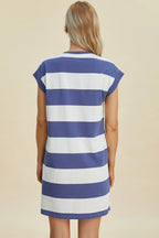 Striped Mini Dress with Cap Sleeves – Casual, Flattering & Fun