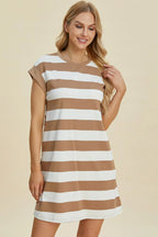 Striped Mini Dress with Cap Sleeves – Casual, Flattering & Fun