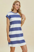 Striped Mini Dress with Cap Sleeves – Casual, Flattering & Fun