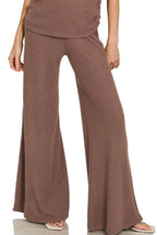 Taupe Knit Sweater Set — Mock Neck Top & Flared Pants, Effortless Chic