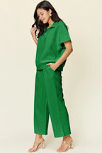 Textured Half-Zip Top & Pants Set – Casual, Chic & Comfortable
