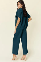 Textured Half-Zip Top & Pants Set – Casual, Chic & Comfortable