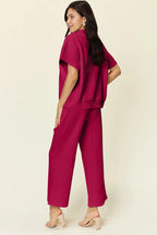 Textured Half-Zip Top & Pants Set – Casual, Chic & Comfortable