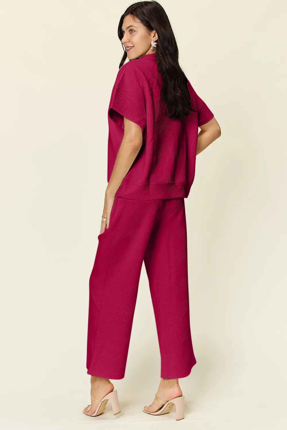 Textured Half-Zip Top & Pants Set – Casual, Chic & Comfortable