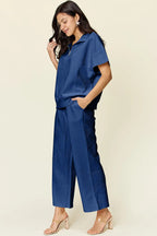 Textured Half-Zip Top & Pants Set – Casual, Chic & Comfortable