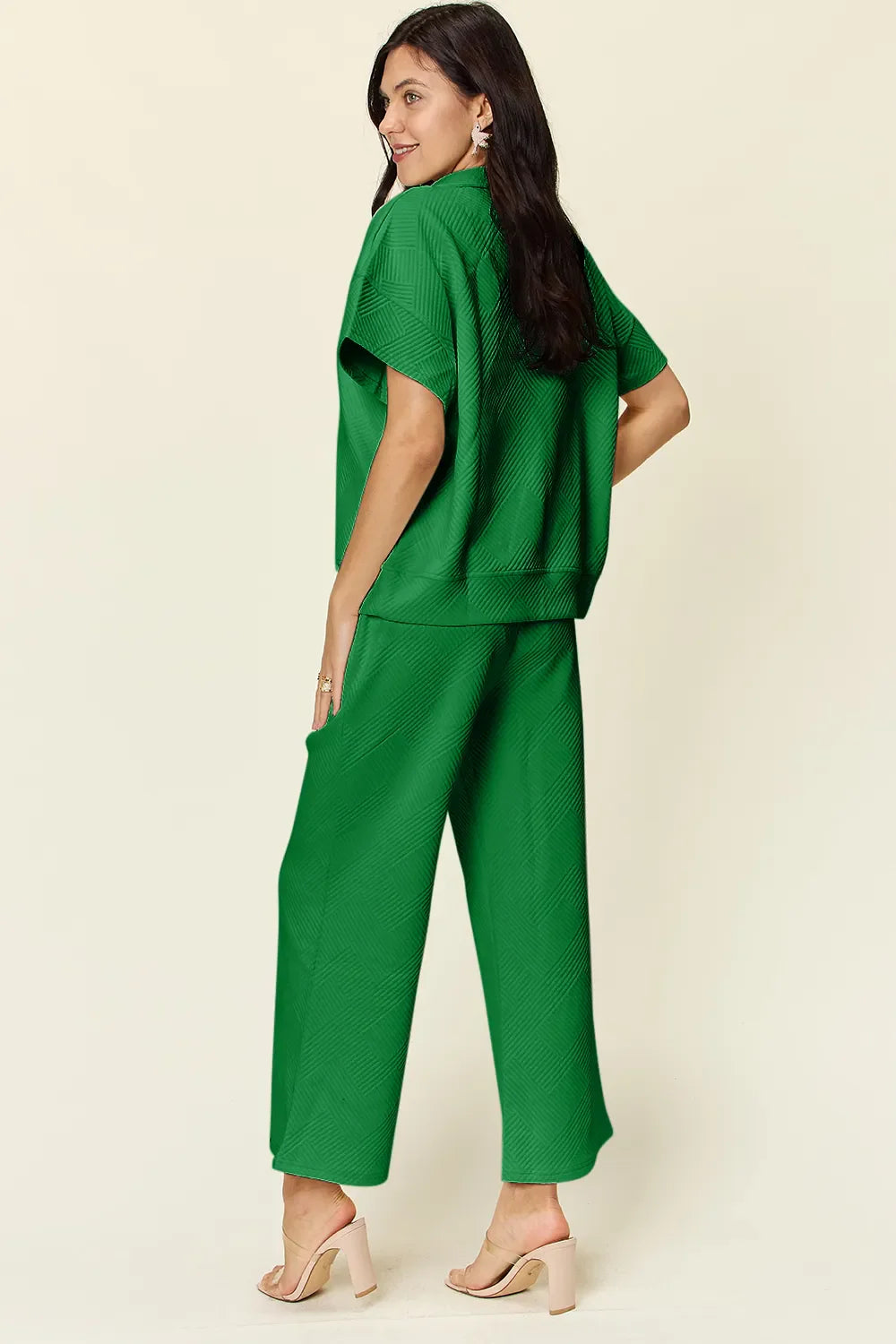 Textured Half-Zip Top & Pants Set – Casual, Chic & Comfortable