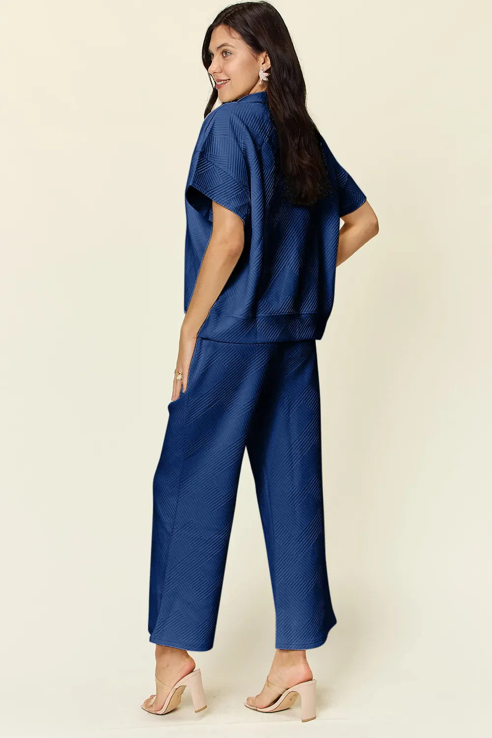 Textured Half-Zip Top & Pants Set – Casual, Chic & Comfortable