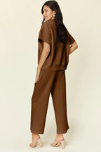 Textured Half-Zip Top & Pants Set – Casual, Chic & Comfortable