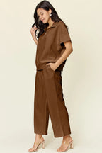 Textured Half-Zip Top & Pants Set – Casual, Chic & Comfortable