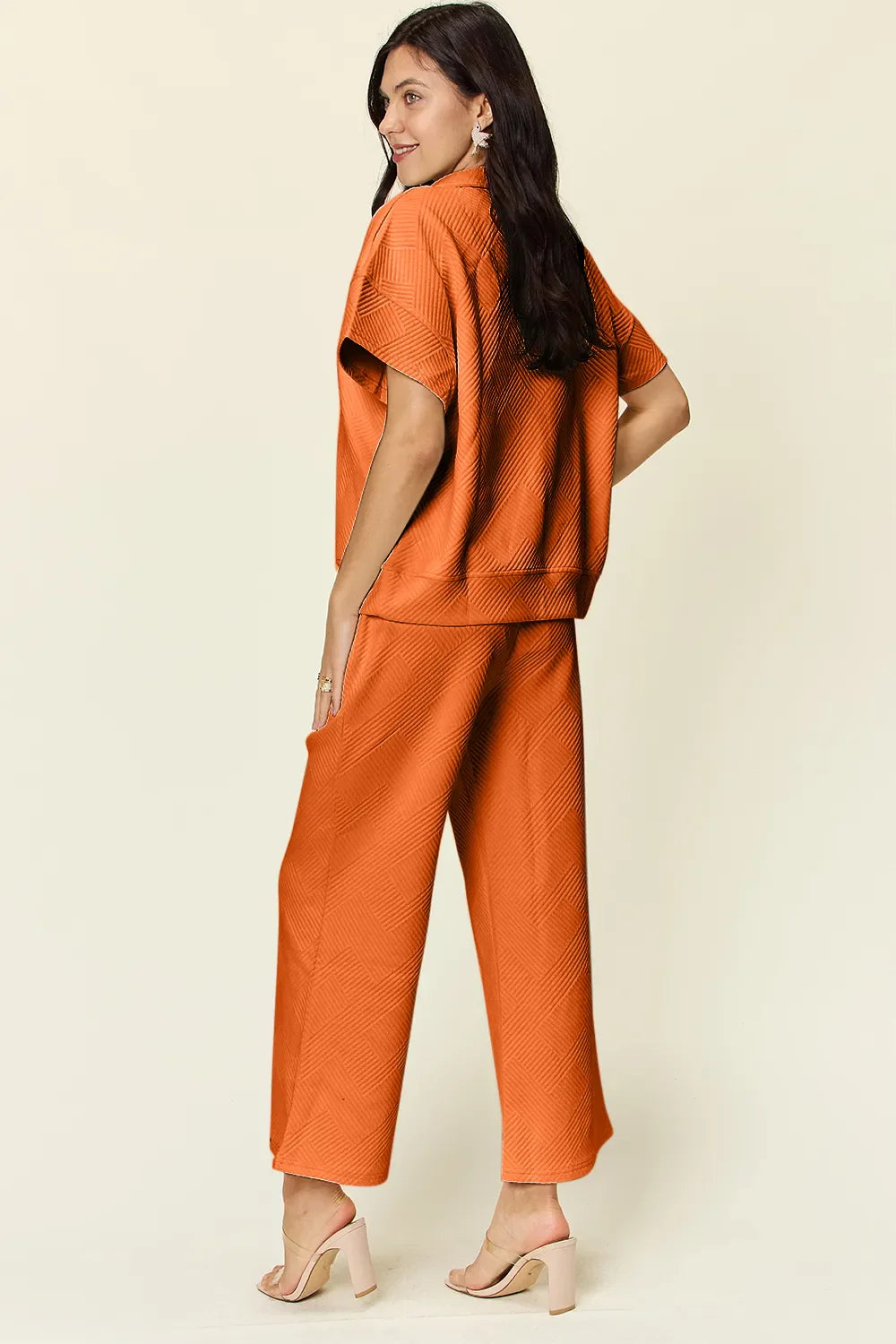 Textured Half-Zip Top & Pants Set – Casual, Chic & Comfortable