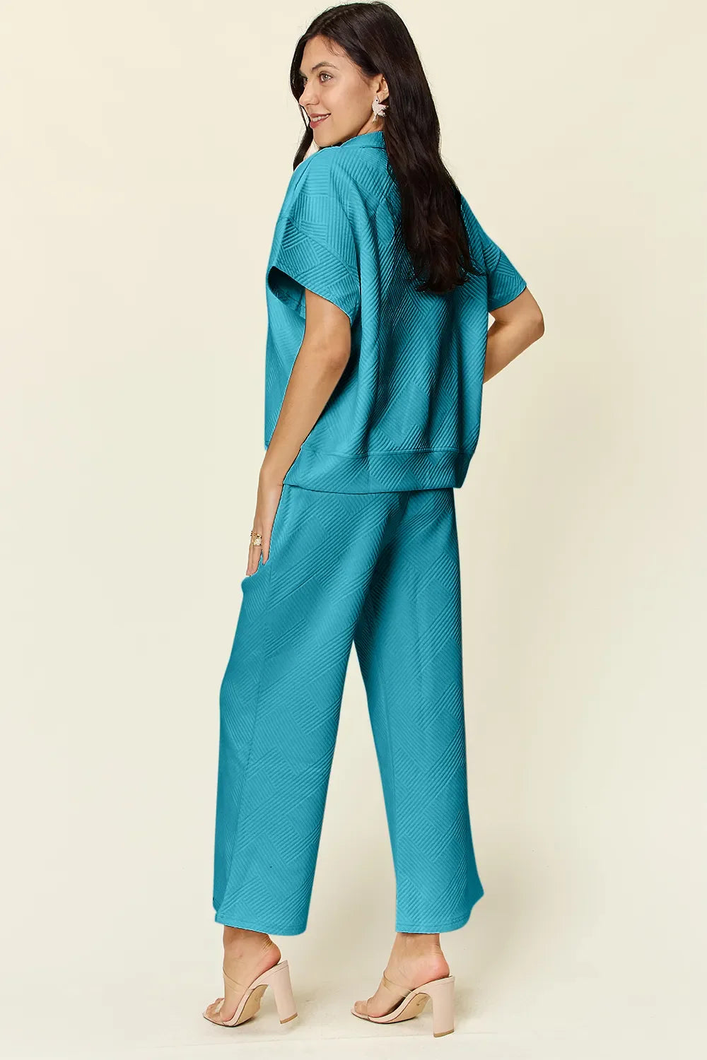 Textured Half-Zip Top & Pants Set – Casual, Chic & Comfortable