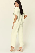 Textured Half-Zip Top & Pants Set – Sporty, Comfy & Stylish