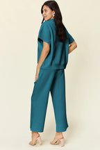 Textured Half-Zip Top & Pants Set – Sporty, Comfy & Stylish