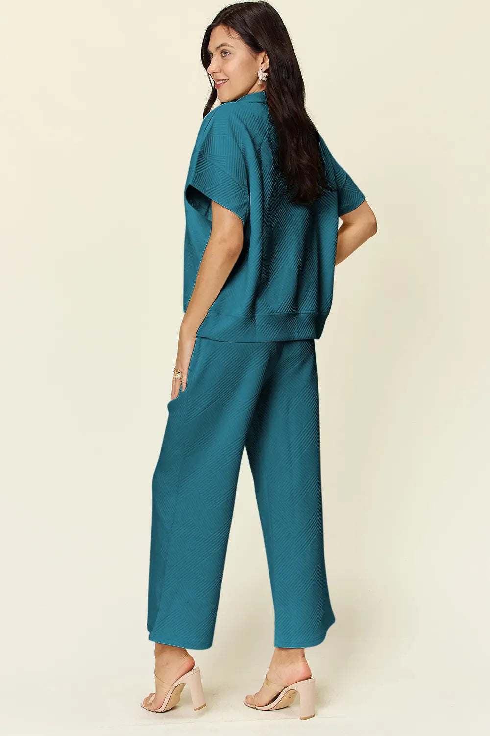 Textured Half-Zip Top & Pants Set – Sporty, Comfy & Stylish