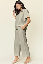 Textured Half-Zip Top & Pants Set – Sporty, Comfy & Stylish