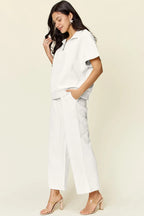 Textured Half-Zip Top & Pants Set – Sporty, Comfy & Stylish